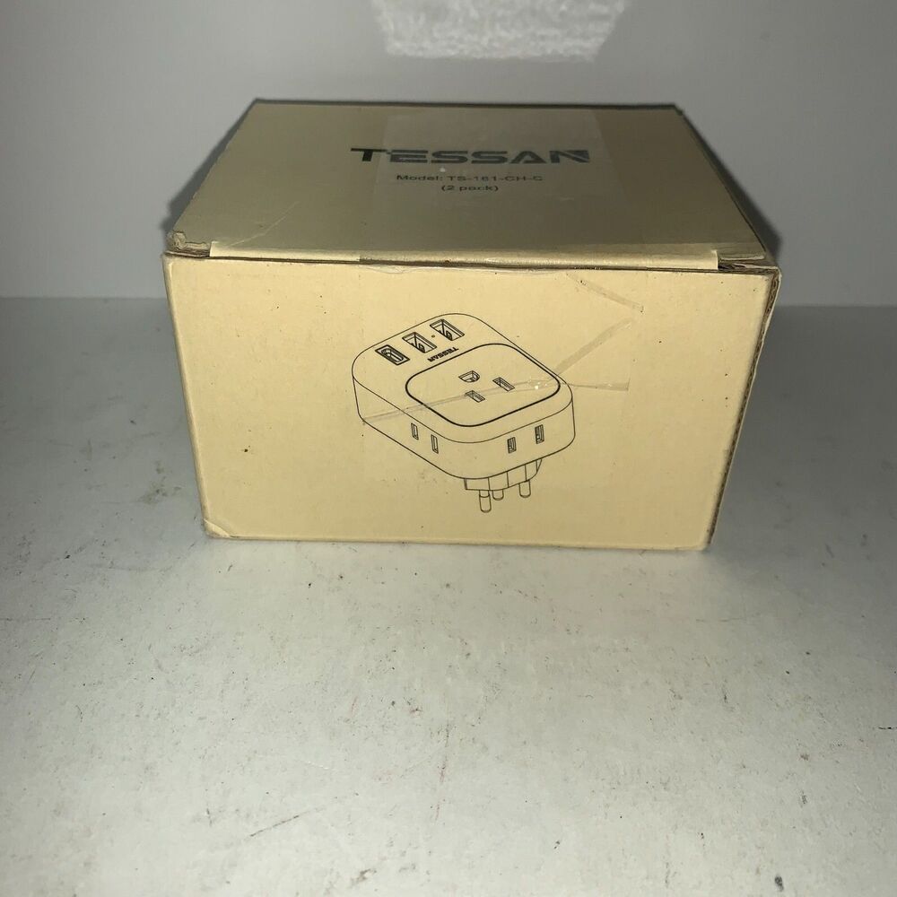 TESSAN Switzerland Power Adapter, Swiss Travel Adaptor with 4 Outlets 3 USB 2pac